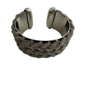 Ann Taylor vintage Y2K wide chunky textured silver-tone women’s cuff bracelet